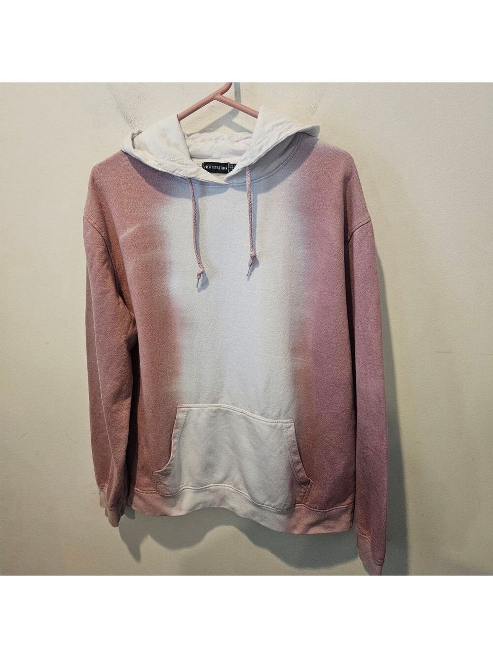 Women's PRETTYLITTLETHING Tie-Dye Hoodie Plus Size 16 Pink and White - Picture 4 of 10